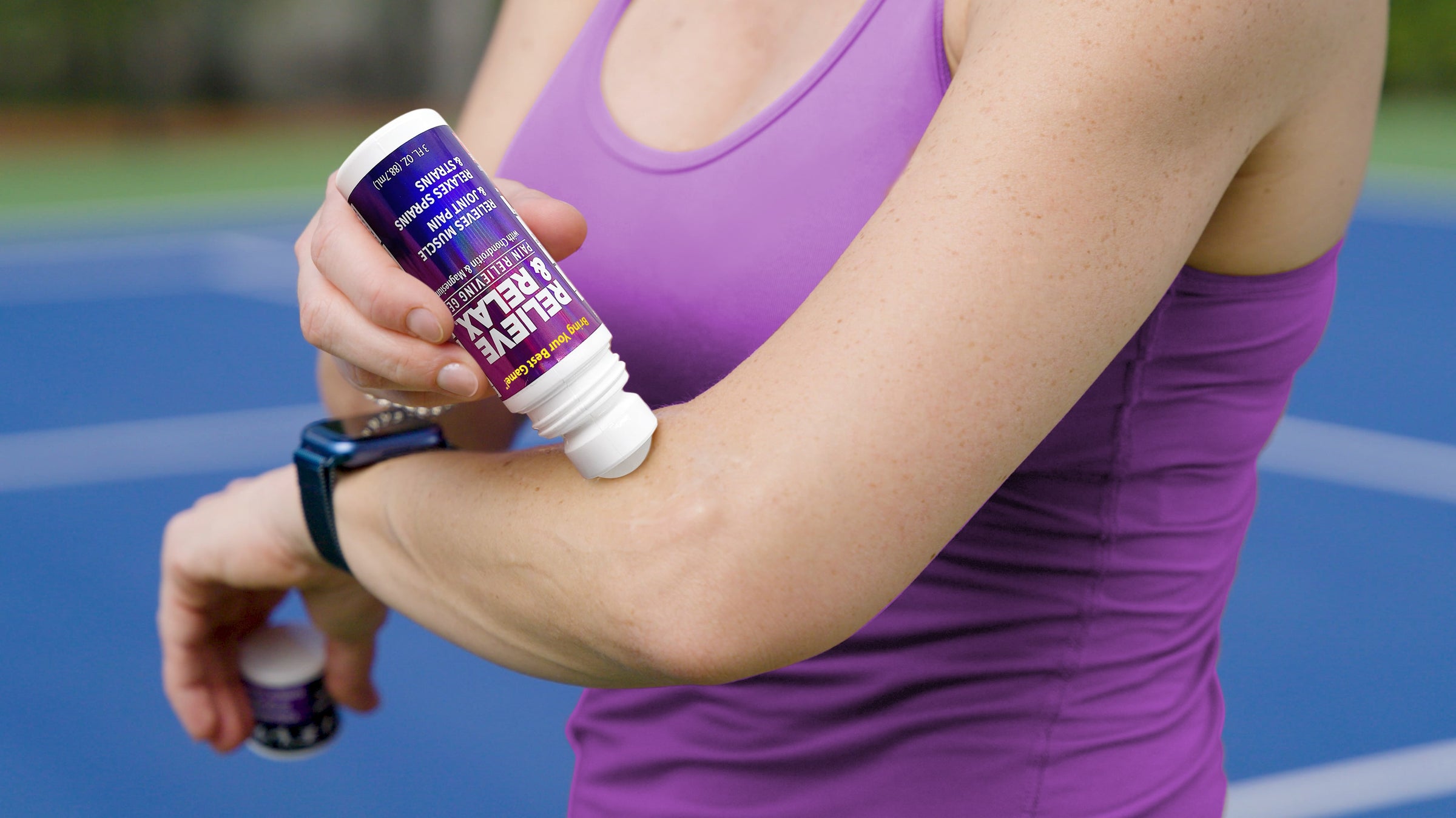 Applying Relieve & Relax for Muscle and joint pain relief